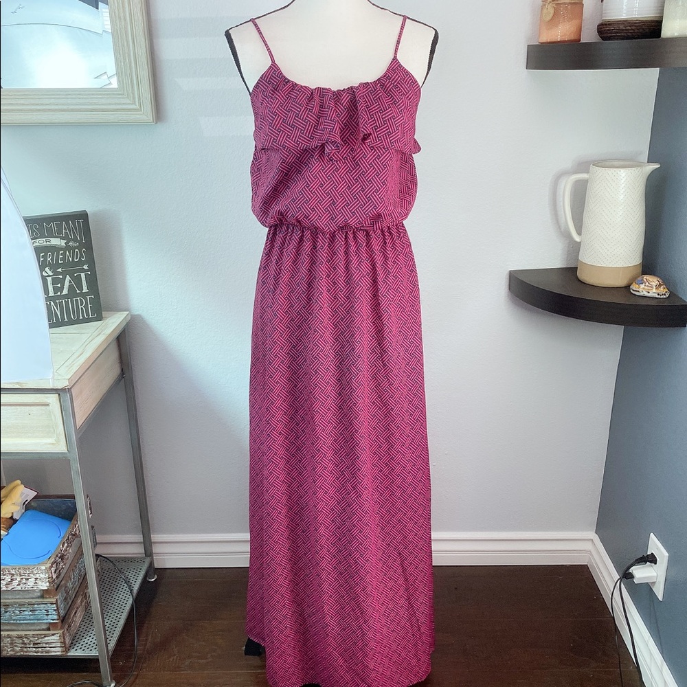 Foreign Exchange pink and black maxi dress